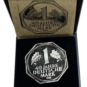 Silbermedaille Jubiläums Silbermark 40 Jahre Deutsche Mark - 999er Feinsilber im Etui Jetzt Bestellen