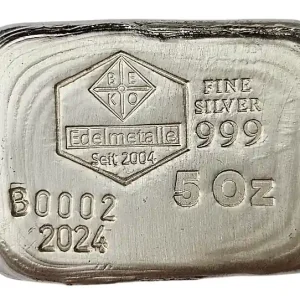 Sale BeKo Edelmetalle 5 Oz Silberbarren 999 Feinsilber (gegossen) Sammlerbarren 2024 - B0002