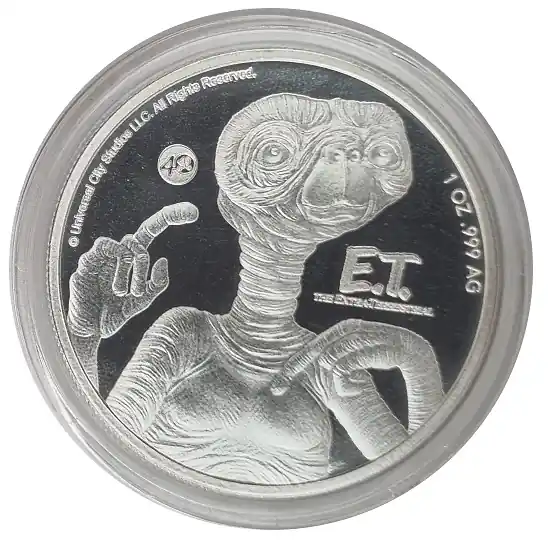 B-Ware. Niue 1 Oz Silber ET - Der Außerirdische 2022 - 40 Jahre Jubiläum. Anlagemünze nur 25.000 Stü Letzte Chance