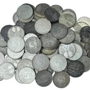 BRD: 100 x 5 DM Silber Umlaufmünzen 1951 - 1974 Gewicht 11,2 gr 625/1000 Silber Markenware