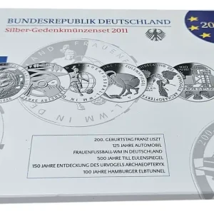 Markenprodukt 6 x 10 Euro Silber Gedenkmünzenset Deutschland 2011 Spiegelglanz im Folder
