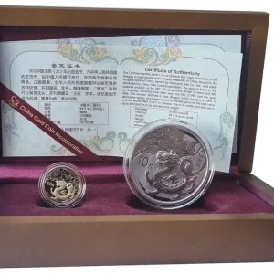 Versand Am Gleichen Tag China Gold - Silber Set 60 Yuan Drache 2012 Polierte Platte im Etui