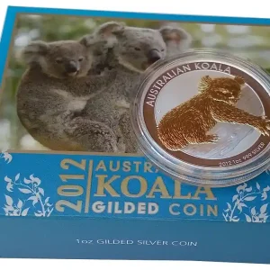 Jetzt Zugreifen Australien 1 Oz Silber Koala 2012 vergoldet Gilded im Etui
