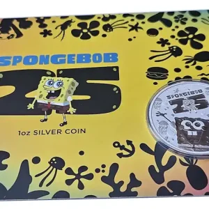 Versand Am Gleichen Tag Tuvalu 1 Oz Silber SpongeBob Schwammkopf 2024 im Blister