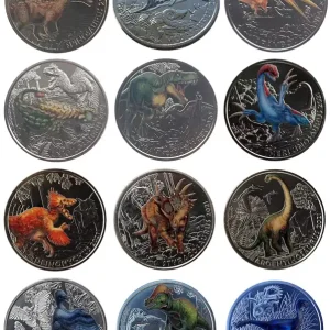 Begrenztes Angebot 12 x 3 Euro Dino Taler Serie aus Österreich - Dinosaurier Komplettsatz