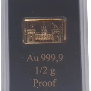 0,5 gr Goldbarren Schloß Charlottenburg Polierte Platte LEV Versand Am Gleichen Tag