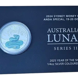Australien 1/4 Oz Silber Lunar III Schlange Farbe 2025 - Sydney Money Expo Anda Special Schneller Versand