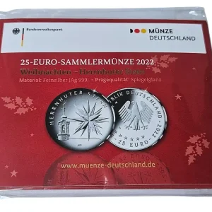 25 Euro Silber Gedenkmünze Weihnachten - Herrnhuter Stern 2022 PP Spiegelglanz Blister Echt