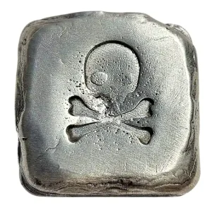 BeKo Edelmetalle 50 Gramm Silberbarren 925er Silber (gegossen) Totenschädel mit Knochen Gleich Bestellen