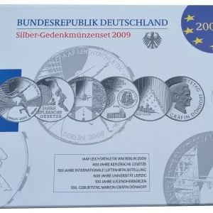 Meistverkauft 6 x 10 Euro Silber Gedenkmünzenset Deutschland 2009 Spiegelglanz im Folder