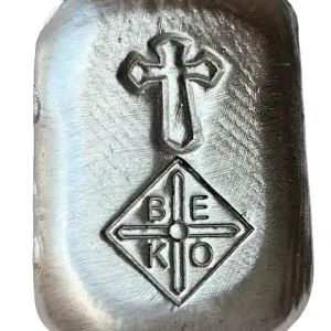 BeKo Edelmetalle 20 Gramm Silberbarren 999 Feinsilber (gegossen) Motiv: Kreuz 01/20 Begrenztes Angebot