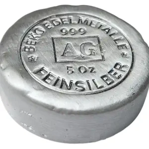 Top-Seller BeKo Edelmetalle 5 Oz Silberbarren - Rundbarren 999 Feinsilber (gegossen) Sammlerbarren