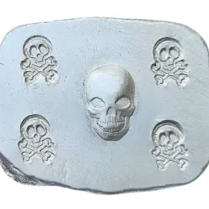 Original BeKo Edelmetalle 1 Oz Silberbarren 999 Feinsilber Totenkopf Schädel High Relief