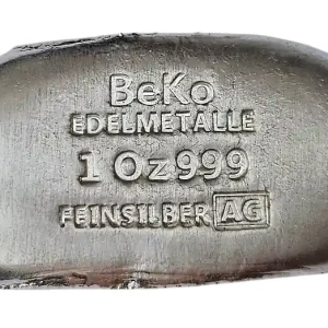 BeKo Edelmetalle 1 Oz Silberbarren 999 Feinsilber (gegossen) Sammlerbarren Neue Ware