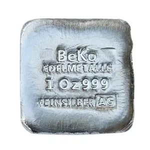 Heißes Angebot BeKo Edelmetalle 1 Oz Silberbarren 999 Feinsilber Gussbarren (handgegossen)