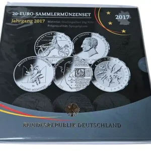 5 x 20 Euro Silber Gedenkmünzenset 2017 Deutschland Spiegelglanz im Folder Abverkauf