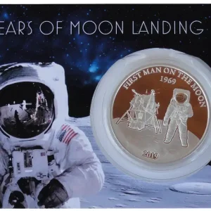 1 Oz Silber Mondladung Barbados First Man on the Moon 2019 Polierte Platte im Blister Top-Qualität
