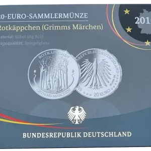 Expressversand 20 Euro Silber Rotkäppchen (Grimms Märchen) 2016 PP Spiegelglanz Blister