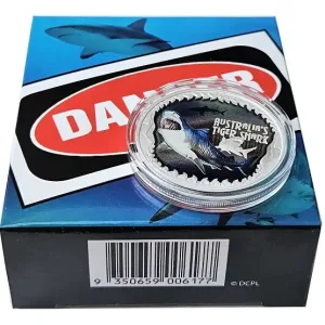Tuvalu 1 Oz Silber Tiger Hai 2023 Polierte Platte - Deadly and Dangerous Serie Preis Gesenkt