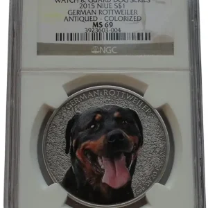 Rabatt Niue 1 Dollar 1 Oz Silber German Rottweiler (Deutscher Rottweiler) Farbe NGC MS – 69