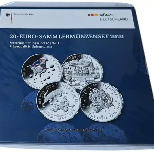 4 x 20 Euro Silber Gedenkmünzenset 2020 Deutschland Spiegelglanz im Folder Schnäppchen