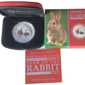 Weltweiter Versand Australien 1 Oz Silber Lunar II Hase 2011 Stempelglanz Farbe (Color)