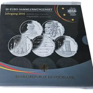 Beliebt 5 x 20 Euro Silber Gedenkmünzenset 2016 Deutschland Spiegelglanz im Folder