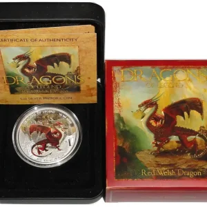 Tuvalu 1 Oz Silber Red Welsh Dragon 2012 Polierte Platte Dragon of Legends Sonderangebot