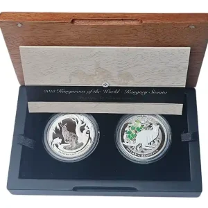 Direktkauf Australien/Polen 2 x 1 Oz Silber Känguru Set 2013 Polierte Platte im Etui