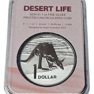 Australien 1 Oz Silber Känguru - Desert Life 2024 Frosted Unzirkuliert im Original - Slap Gleich Bestellen