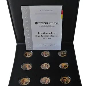 Deutschland 9 x 50 Cent Bundespräsidenten mit Farbapplikation im Etui mit Zertifikat Beliebt