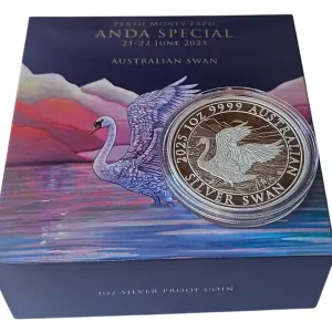 1 Oz Silber Schwan 2025 PP Australien Perth Money Expo Anda Special Sale