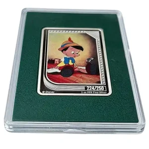 Billig Pinocchio Mint Trading Grüne Karte 224/250 - Niue 1 Oz Silber 2024 Polierte Platte