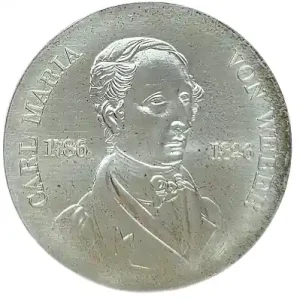 Sofort Bestellen DDR: 10 Mark Silber Gedenkmünze 150. Todestag von Carl Maria von Weber 1976