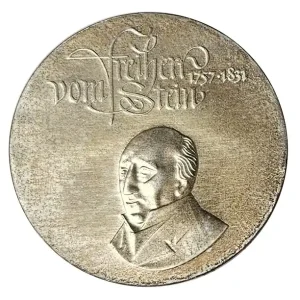 Original DDR: 20 Mark Silber Gedenkmünze 150. Todestag von Heinrich Friedrich Karl vom und zum Stein 1981