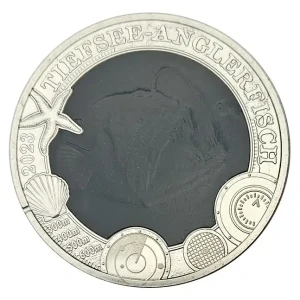 3 Euro Tiefsee - Anglerfisch 2023 - Ozean Taler Serie aus Österreich - Leuchtende Meereswelten Kostenloser Rückversand