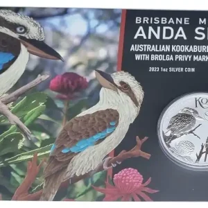 Australien 1 Oz Silber Kookaburra 2023 Privy Brolga - Brisbane Money Expo - Anda Special im Blister Markenprodukt