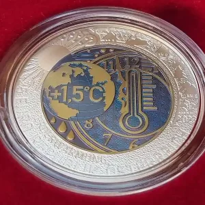 Österreich 25 Euro Silber Niob Münze Erderwärmung 2023 Handgehoben Nur Für Kurze Zeit