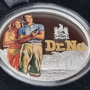 Hochwertig Tuvalu 1 Oz Silber James Bond 007 jagt Dr. No Farbe (Color) 2022 Polierte Platte