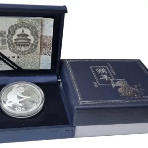 China 10 Yuan 1 Oz Silber Affe 2012 Polierte Platte im Etui Im Trend