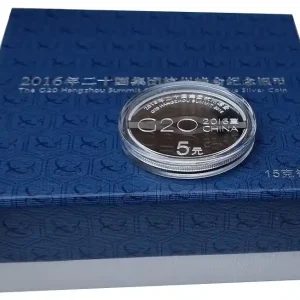 Rabatt China 5 Yuan 15 gr Silbermünze Hangzhou Summit Gipfel 2016 Polierte Platte im Etui