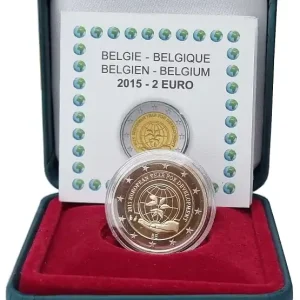 Premium Belgien 2 Euro Jahr der Entwicklung 2015 Polierte Platte im Etui