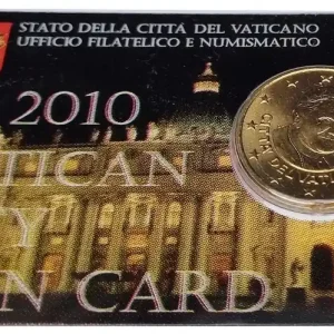 Vatikan 50 Cent Kursmünze Papst Benedikt in Coincard 2010 / Nr. 1 Zertifiziert