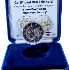 Belgien 2 Euro Pflege Corona - Covid Pandemie 2022 Polierte Platte im Etui Top-Angebot