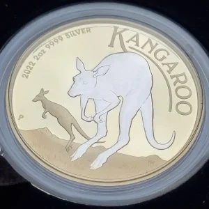 Saisonangebot Australien 2 Oz Silber Känguru 2022 Reverse Gilded (vergoldet)