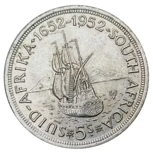 Südafrika 5 Shilling Silbermünze 300. Jahrestag - Gründung von Kapstadt 1952 - König George VI. Versand Am Gleichen Tag