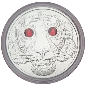 20 Euro Silber Tiger 2022 PP mit Swarovski - Die Augen der Kontinente aus Österreich Echt