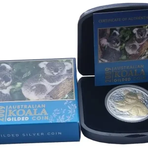 Australien 1 Oz Silber Koala 2009 vergoldet Gilded im Etui Top-Seller