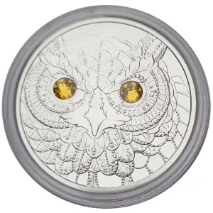 Must-Have 20 Euro Silber Eule 2021 PP mit Swarovski - Die Augen der Kontinente aus Österreich
