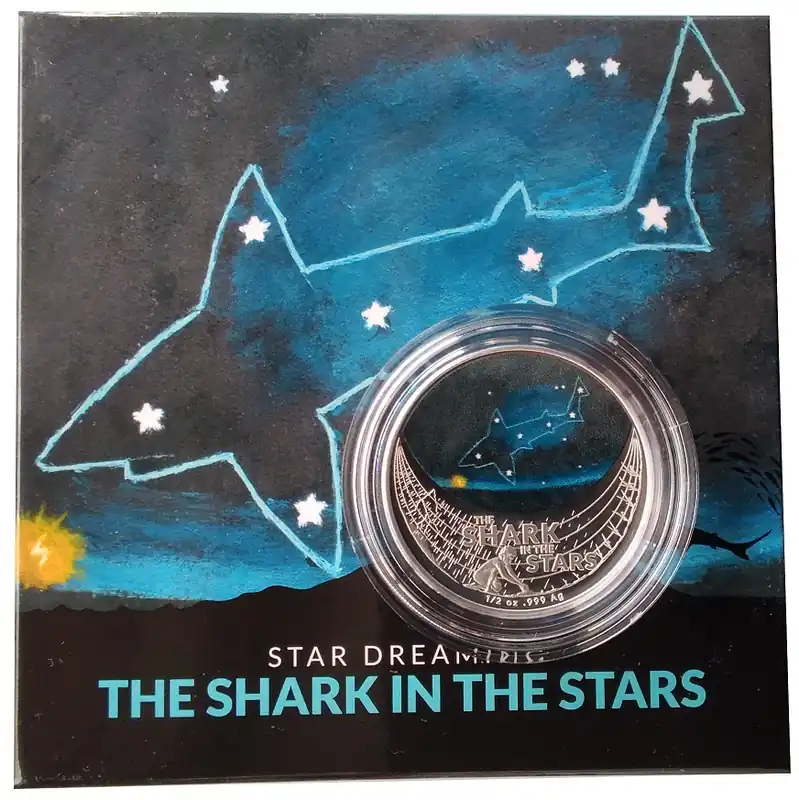 Bestpreis Australien 1/2 Oz Silber Hai in den Sternen - The Shark in the Stars 2021